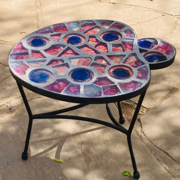 Dalle de Verre table 'Ladybug' ~ 40 x 55cm, 40cm high