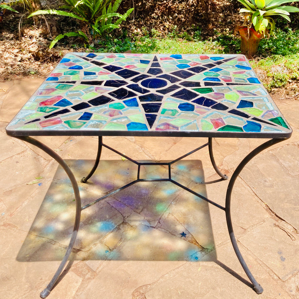 Dalle de Verre table ~ 80 x 90cm rectangle, 77cm high