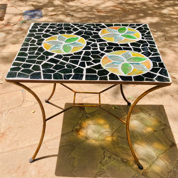 Dalle de Verre table ~ 80 x 90cm rectangle, 77cm high