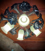 Chandelier 'Kitengela Classic' 80cm dia, 4 light cups, 16 black flowers