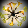 Chandelier 'Kitengela' 80cm dia, 3 lights, 15 yellow & orange flowers