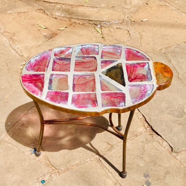 Dalle de Verre side table 'Beetle' series ~ 30 x 45cm, 40cm high